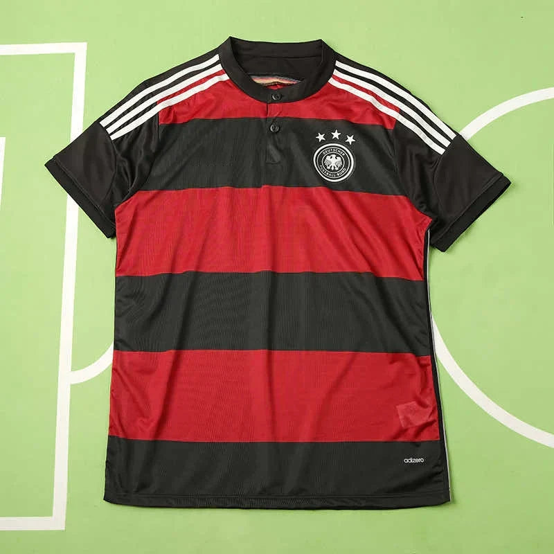 Germany National Team Away Retro Fan Jersey 2014 – Black & Red Stripe World Cup Winner Shirt