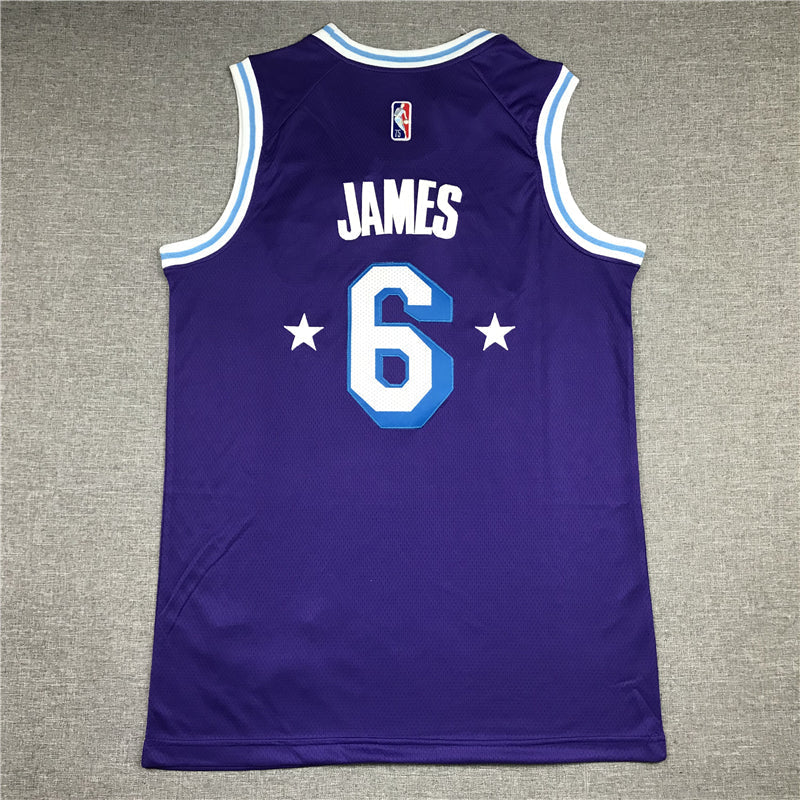LeBron James #6 Los Angeles Lakers Purple 2021-22 City Edition "The Lakers Dynasty" Twin Stars Swingman Jersey