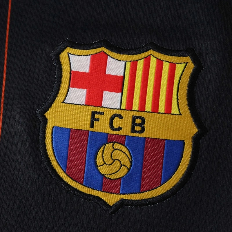 FC Barcelona Retro Concept Fan Jersey 2025/26 — Black & Orange Radiant Stripe Edition
