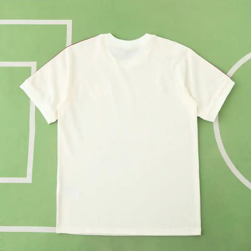Manchester United Retro Heritage Training T-Shirt Fan Version 2024/25 – Cream White Red Adidas Stripe