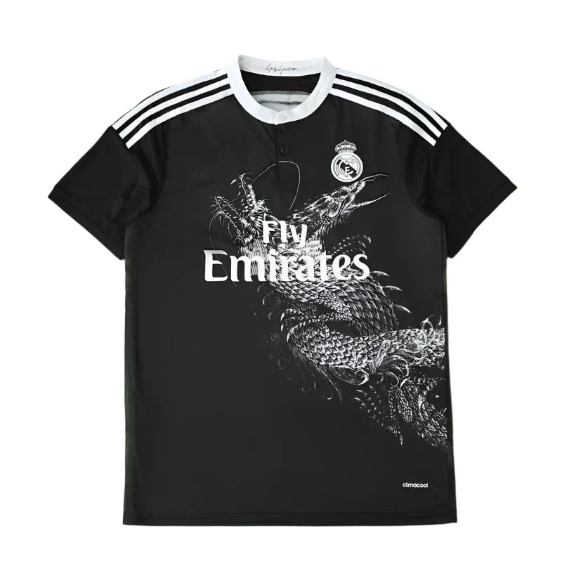 Real Madrid CF Dragon Edition Jersey 2014/15 – Fan Version | All-Black Retro Football Shirt with White Dragon Graphic