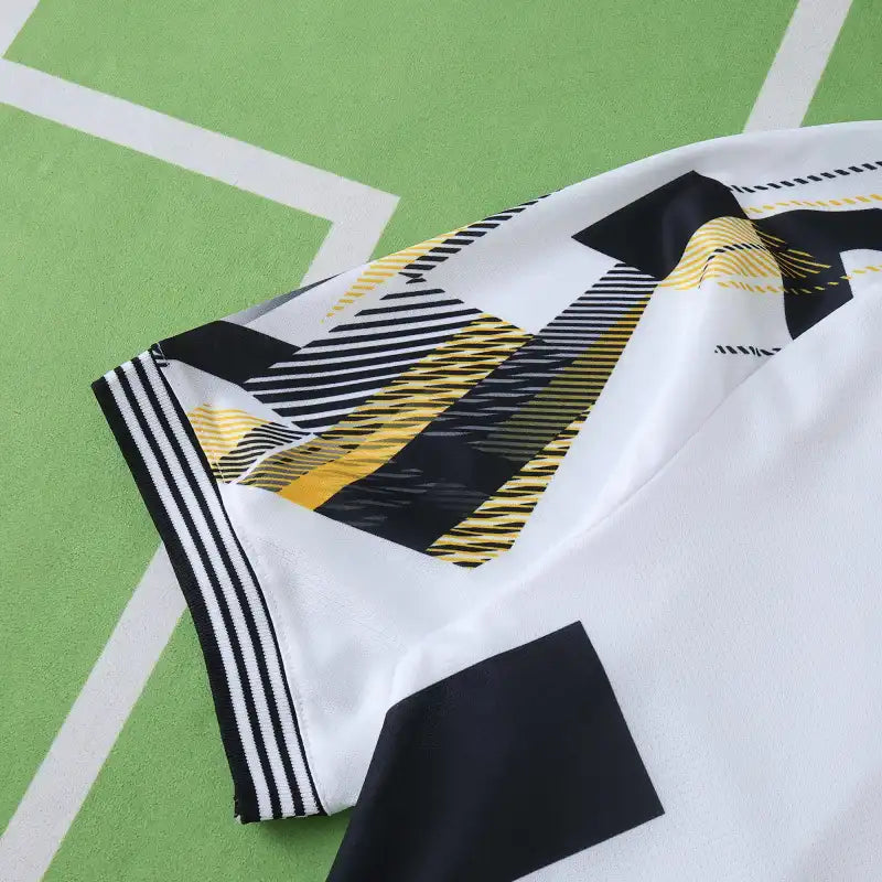 Real Madrid 2025/26 White Black Gold Geometric Concept Jersey – X-Design Adidas Fan Version