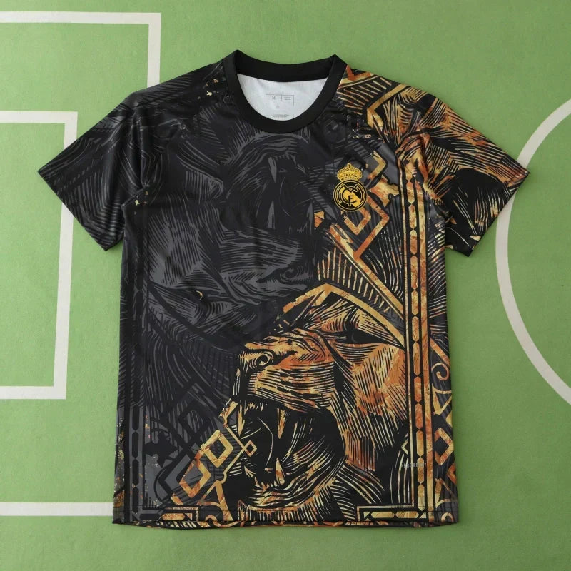 Real Madrid 2024/25 Black Gold Lion Concept Jersey – King of Madrid Adidas Fan Version