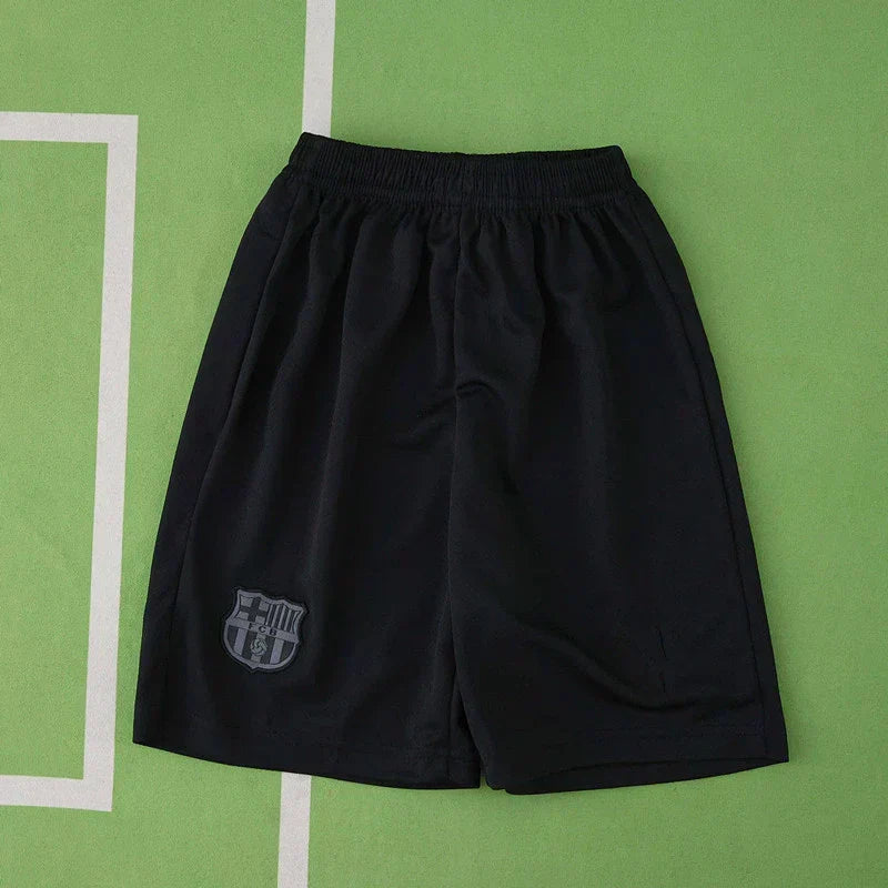 FC Barcelona Away Kids Kit 2025/26 — Cream White & Navy Spotify Edition