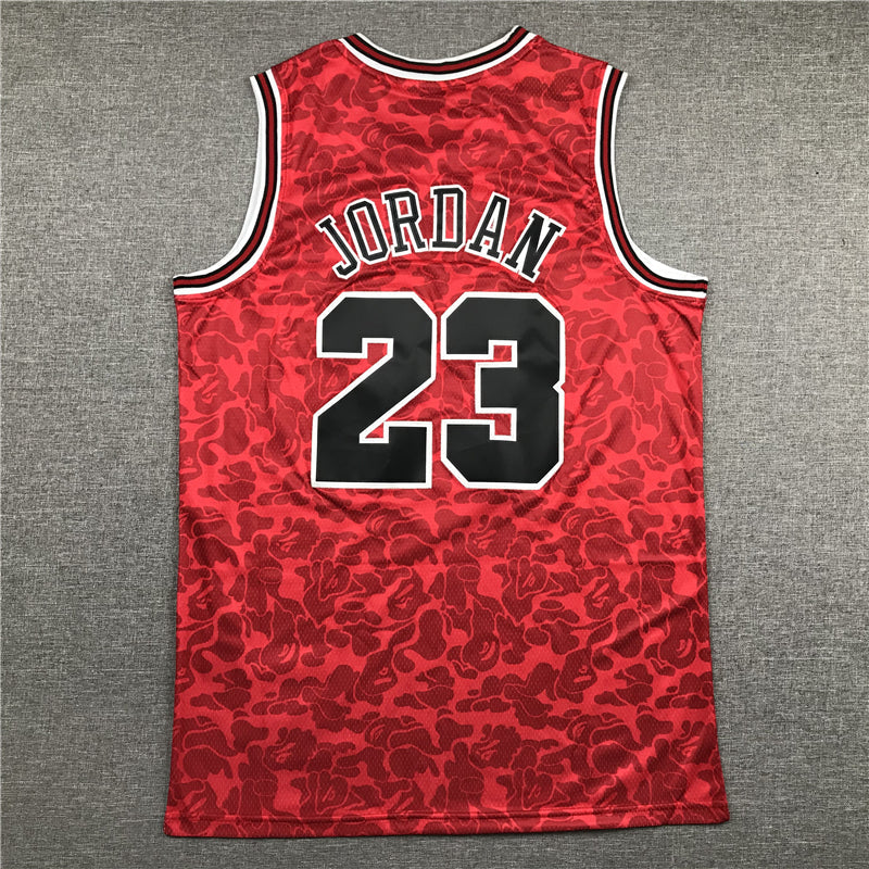 Michael Jordan #23 Chicago Bulls Mitchell & Ness × BAPE Red Camo Ape Head 1996-97 Hardwood Classics Authentic Jersey