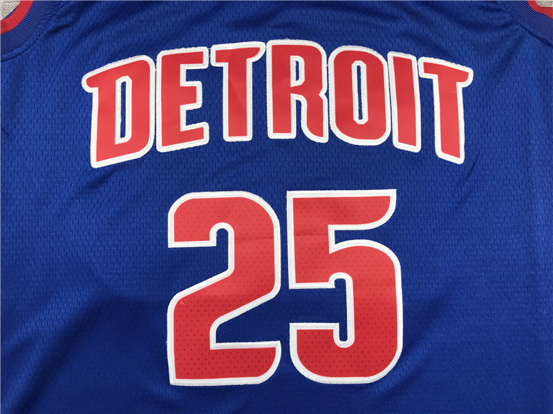 Men's Detroit Pistons Derrick Rose Blue 2021/22 Fast Break Replica Jerseys