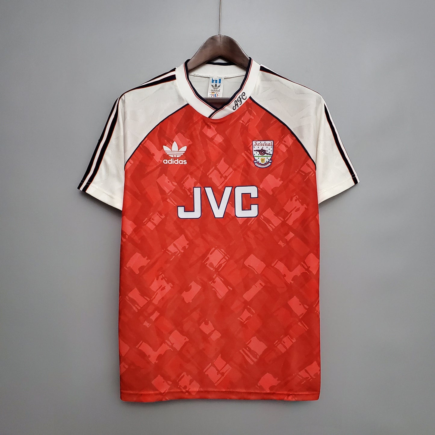 Arsenal 1990-92 Home Retro Jersey – Classic Adidas Red Diamond Jacquard JVC Kit