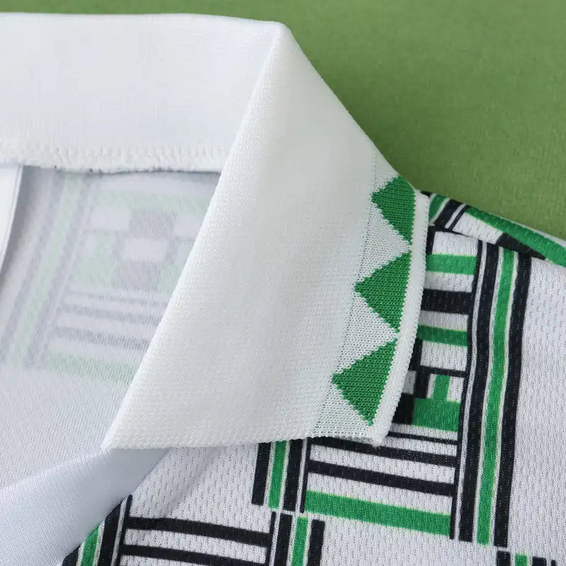 Nigeria National Team 1994 Away Retro Jersey – White Geometric Aso-oke Print Fan Version