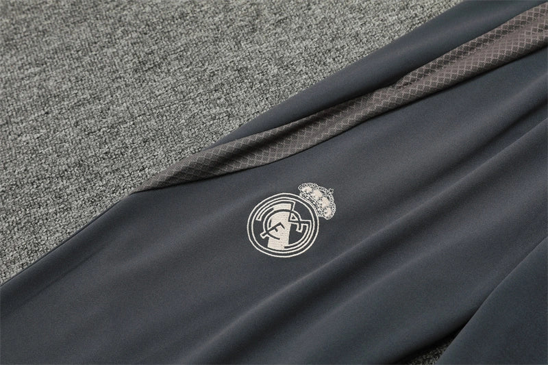 Real Madrid 2024/25 Apricot & Grey Adidas Training Tracksuit – Quarter-Zip Top & Tapered Pants | Emirates La Liga Training Suit