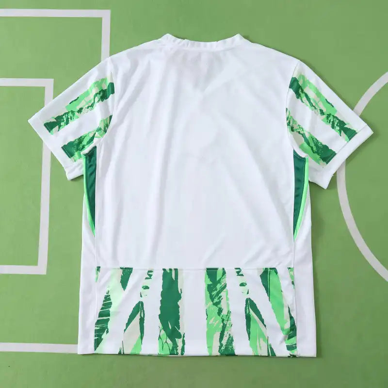 Nigeria National Team 2025/26 Home Jersey – White Green Brushstroke Print NANA Fan Version