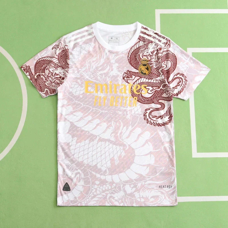 Real Madrid CF Year of the Dragon Special Edition Jersey 2024/25 – Pink Dragon Print Football Shirt