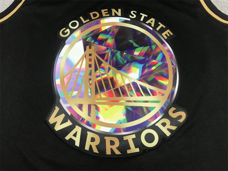 Stephen Curry #30 Golden State Warriors Black NBA 75th Anniversary Diamond Edition Holographic Bay Bridge Badge Swingman Jersey