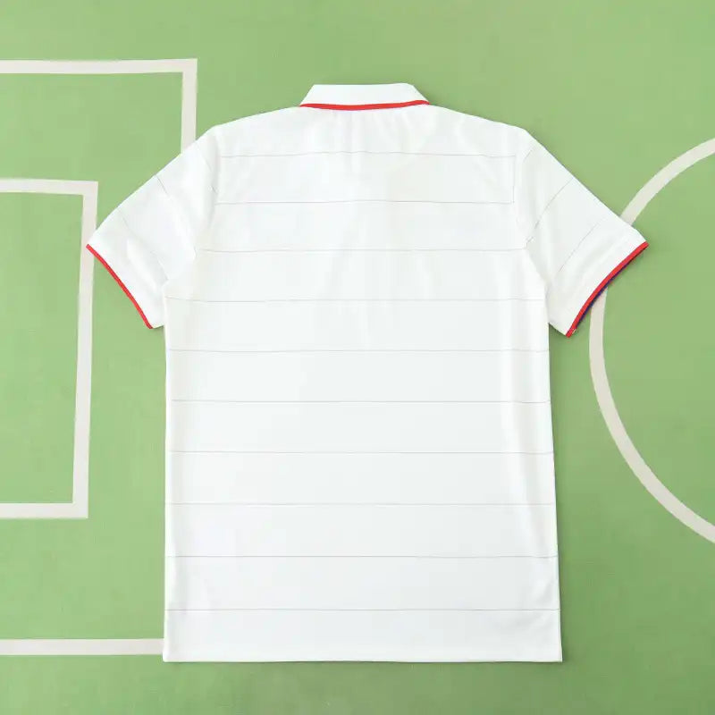 USA National Team Home Retro Fan Version 2014 World Cup – White Polo Collar Tonal Stripe USMNT Jersey