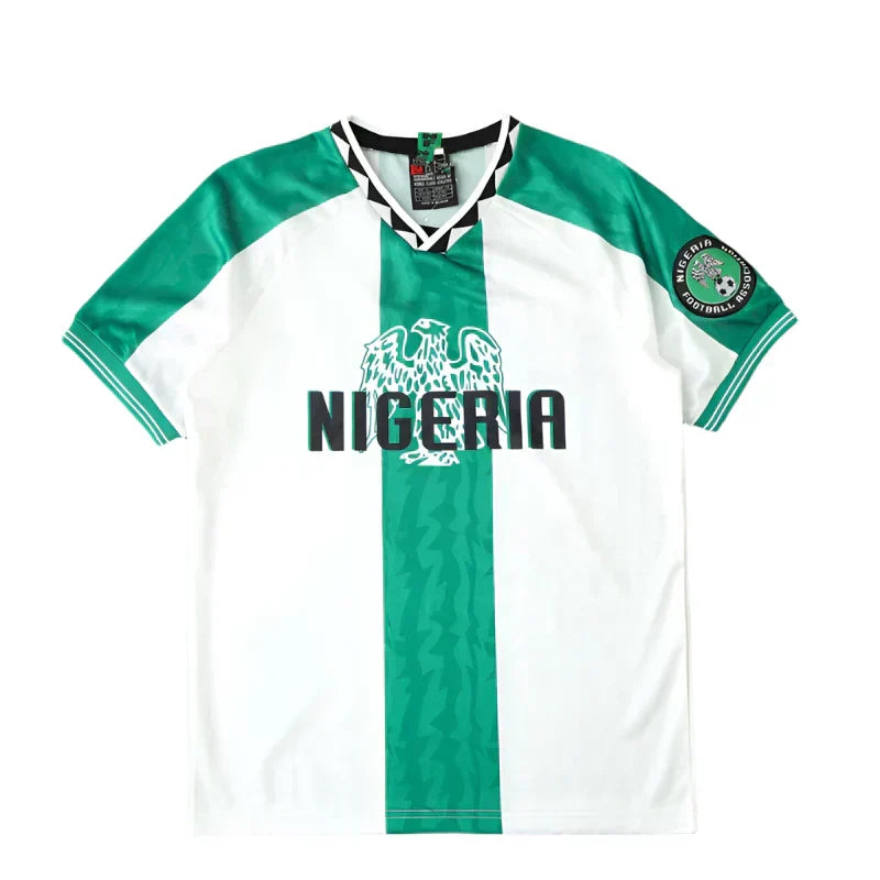 Nigeria National Team 1996 Away Retro Jersey – White & Green Olympic Gold Fan Version