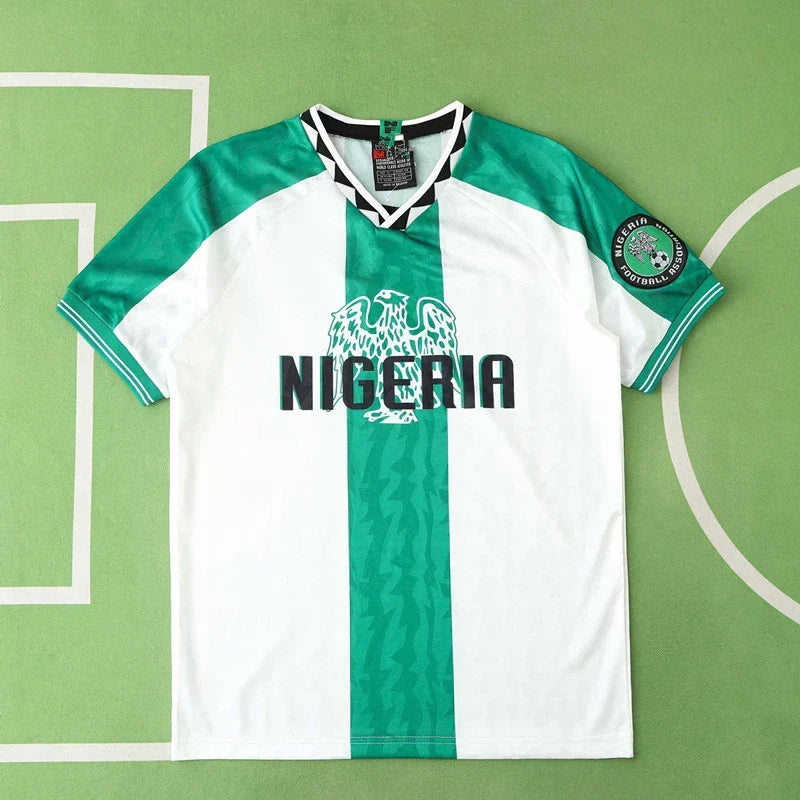 Nigeria National Team 1996 Away Retro Jersey – White & Green Olympic Gold Fan Version