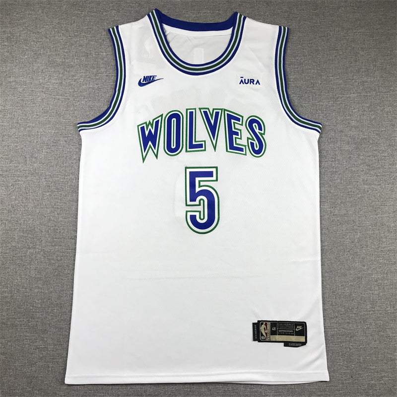Anthony Edwards #5 Minnesota Timberwolves White Classic Edition Swingman Jersey – Nike Hardwood Classics Retro WOLVES