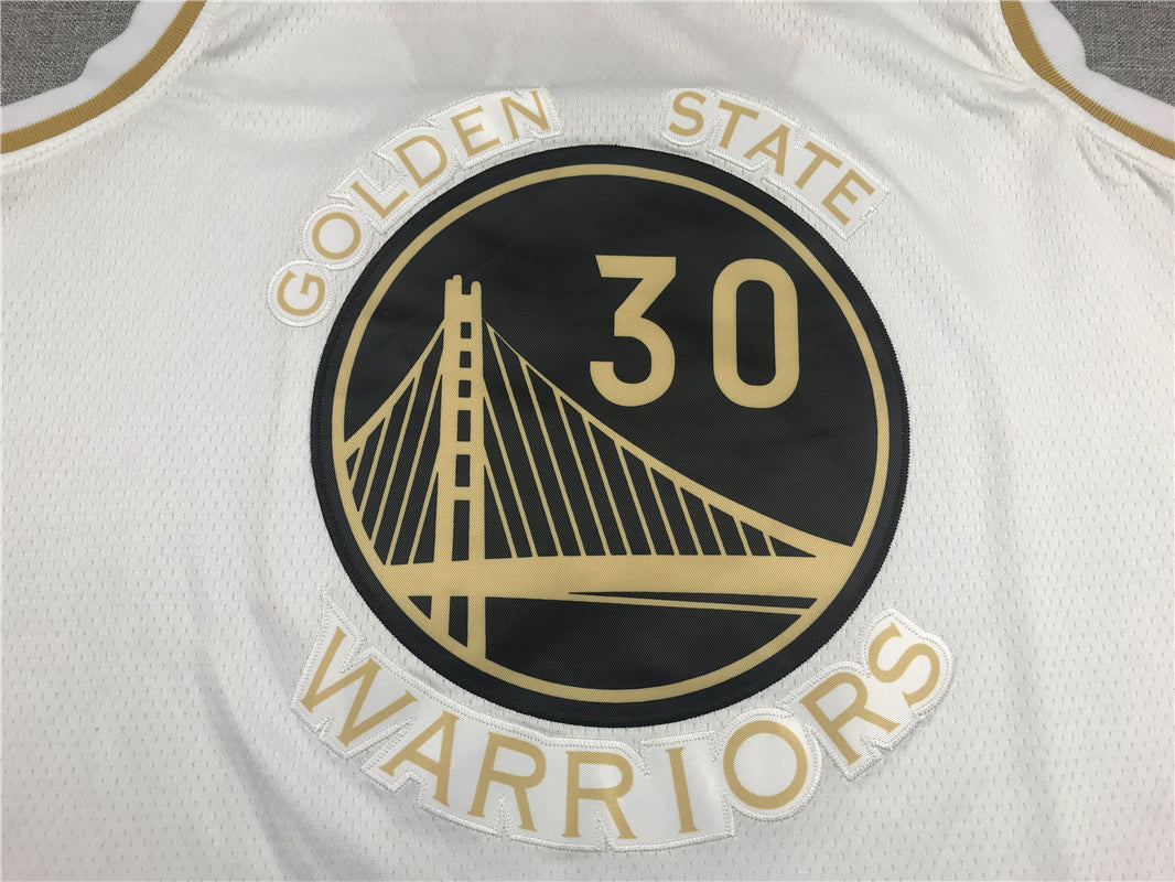 Stephen Curry #30 Golden State Warriors Nike White Golden Edition Black Bay Bridge Badge Limited Swingman Jersey