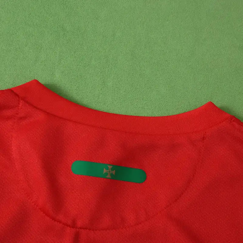 Portugal National Team Home Retro Fan Version 2010 – Scarlet Red & Green World Cup Football Jersey | FPF Crest