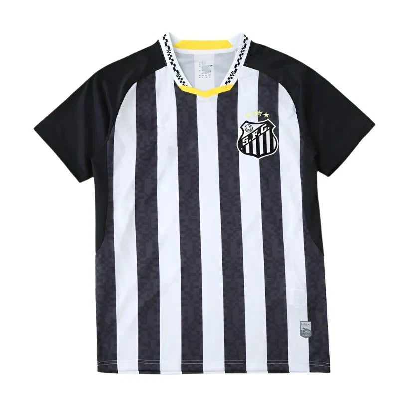 Santos FC Away Fan Version 2025/26 – Umbro Black & White Stripe Football Jersey | Neymar Jr #10
