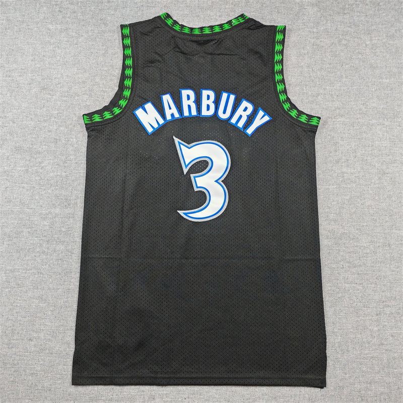 Men's Minnesota Timberwolves Stephon Marbury #3 Black 1997/98 Hardwood Classics Swingman Jerseys