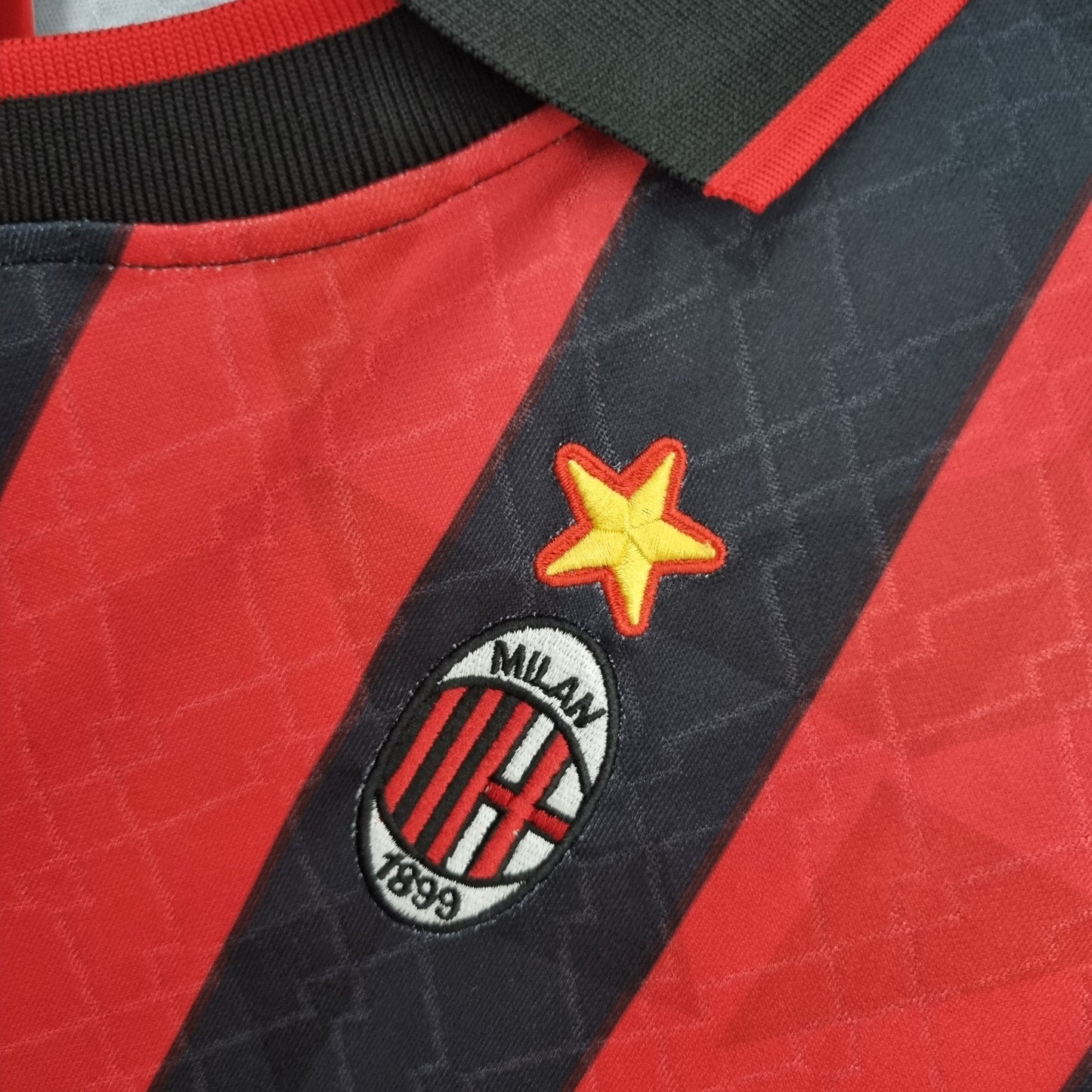 AC Milan 1995-96 Home Retro Jersey – Lotto Red Black Opel Maldini Weah Roberto Baggio Desailly Football Shirt