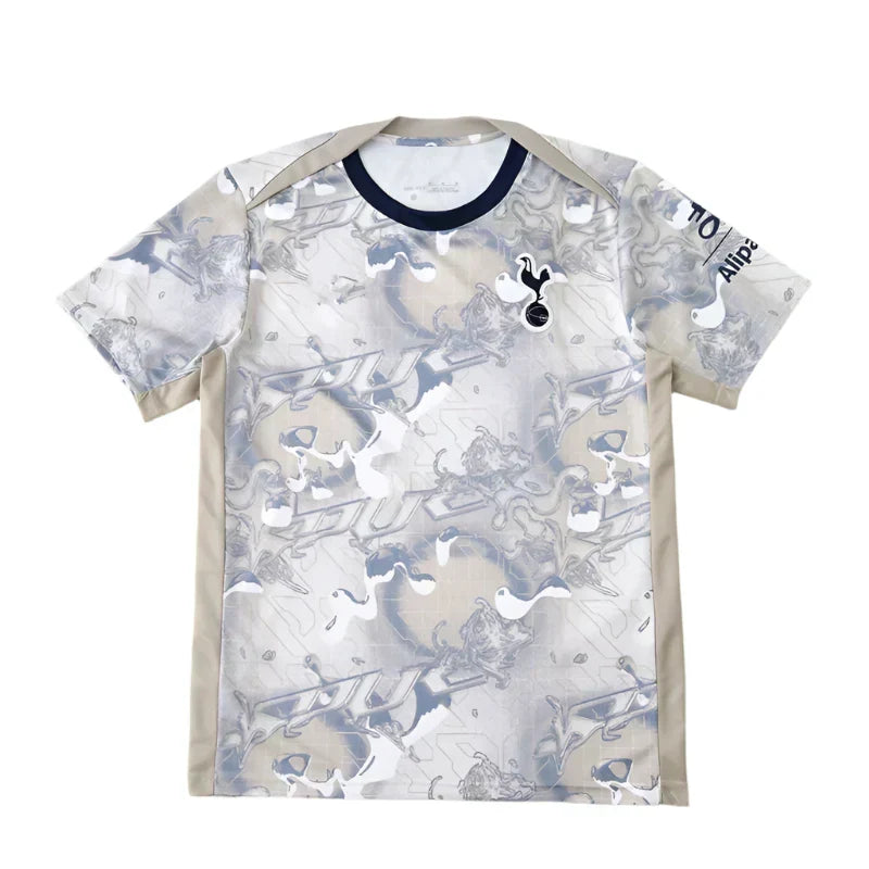 Tottenham Hotspur Training Top Fan Version 2025/26 – Stone White All-Over Print Pre-Match Shirt