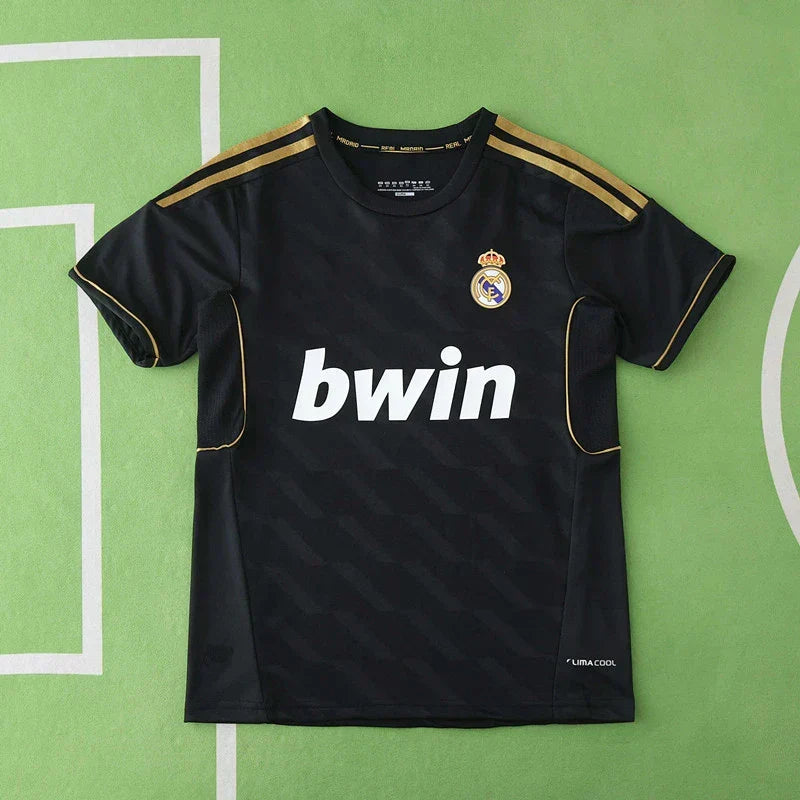 Real Madrid 2011/12 Away Retro Kids Kit – Black Gold Adidas Bwin Children's Jersey & Shorts Set