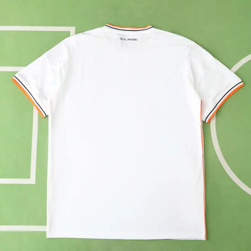 Real Madrid CF Home Retro Fan Version Jersey 2013/14 – White Football Shirt with Orange & Black Trim
