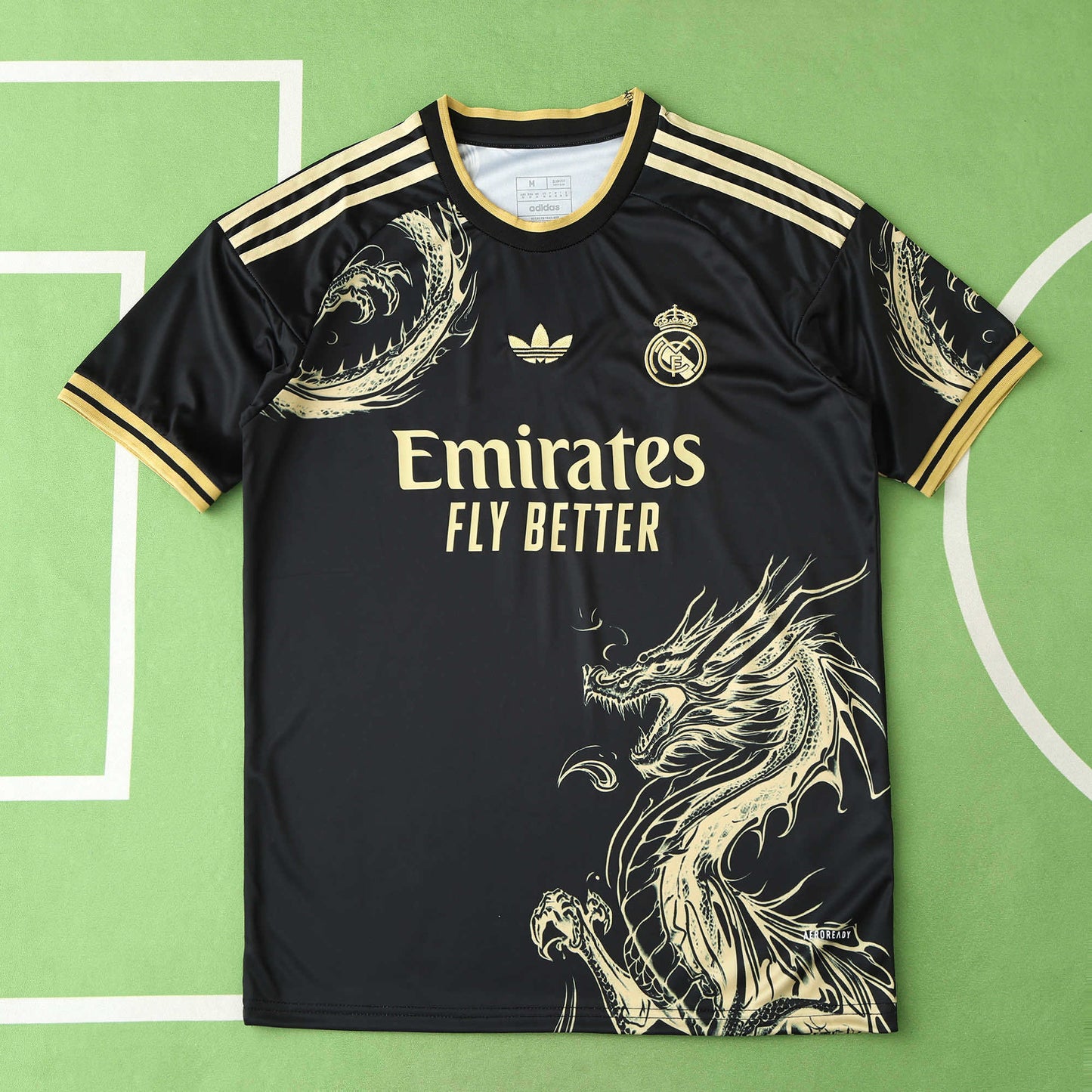 Real Madrid 2024/25 Chinese Dragon Special Edition Jersey – Black Gold Adidas Fan Version