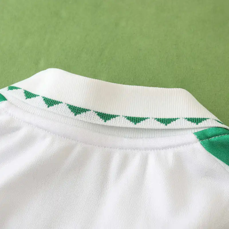 Real Betis Balompié Home Fan Version 2024/25 X Edition – Green & White Vertical Stripe La Liga Football Jersey | Gold Crest