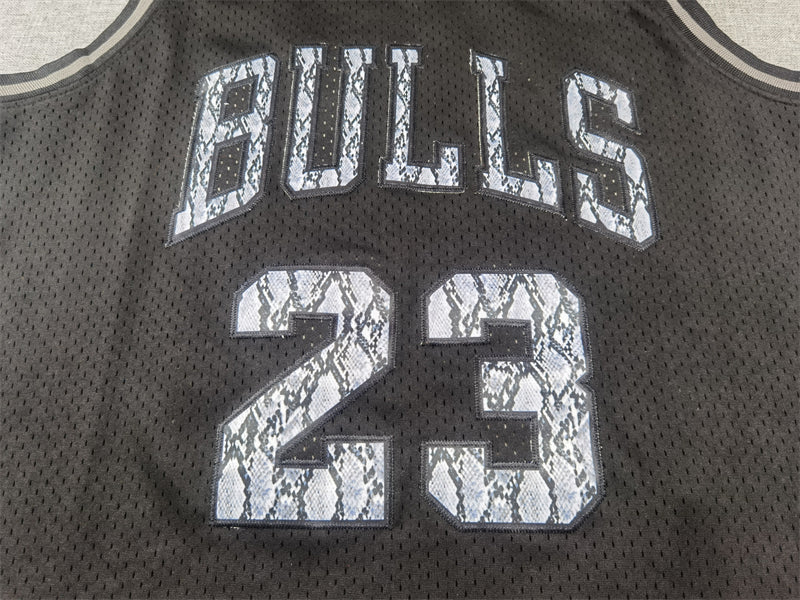 Michael Jordan #23 Chicago Bulls Mitchell & Ness Black Snakeskin Texture 1997-98 Hardwood Classics Authentic Jersey