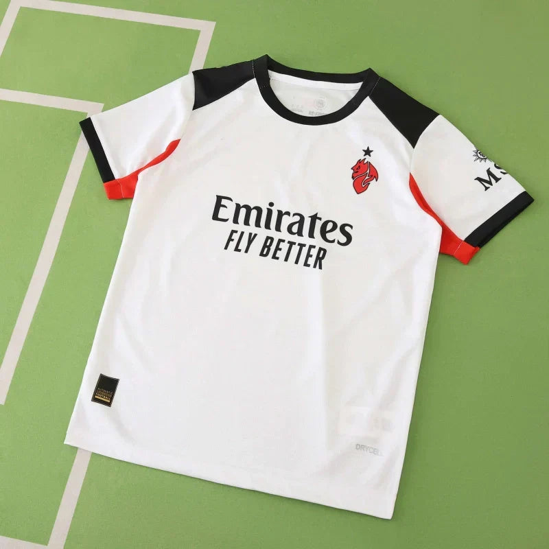A.C. Milan Away Kids Soccer Jersey Kit 2025/26 – Customizable Name & Number