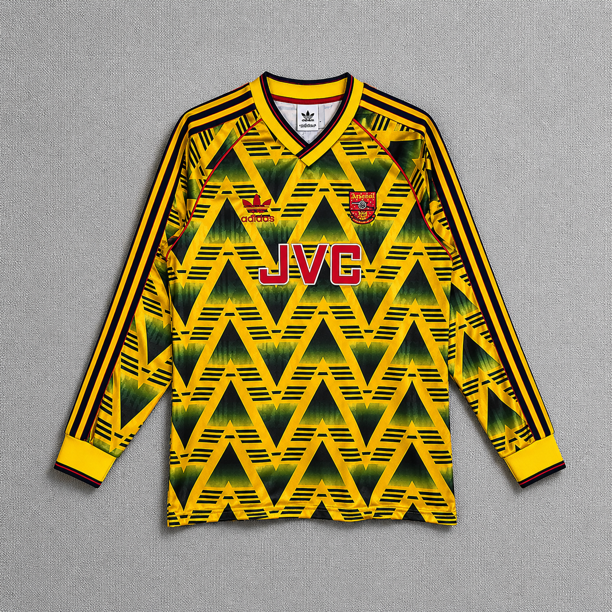 Arsenal 1991-93 Away Retro Jersey Long Sleeve – The Bruised Banana | Classic Adidas Yellow JVC Kit