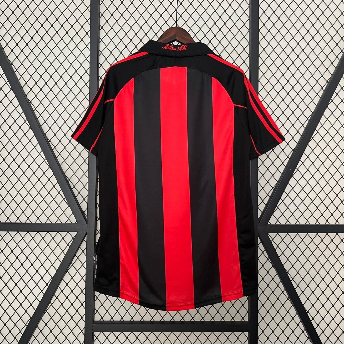 AC Milan 2000-02 Home Jersey – Red Black Stripes Adidas Opel Serie A Retro Football Shirt