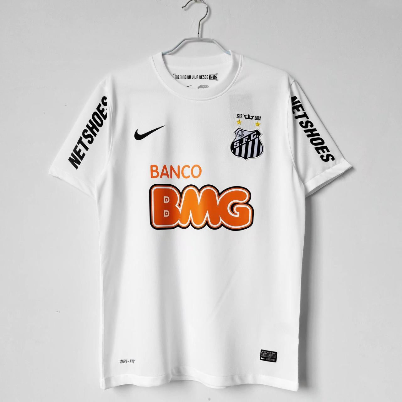 Santos FC 2011-12 Home Retro Jersey – Nike White Banco BMG Neymar Centenary Edition Football Shirt