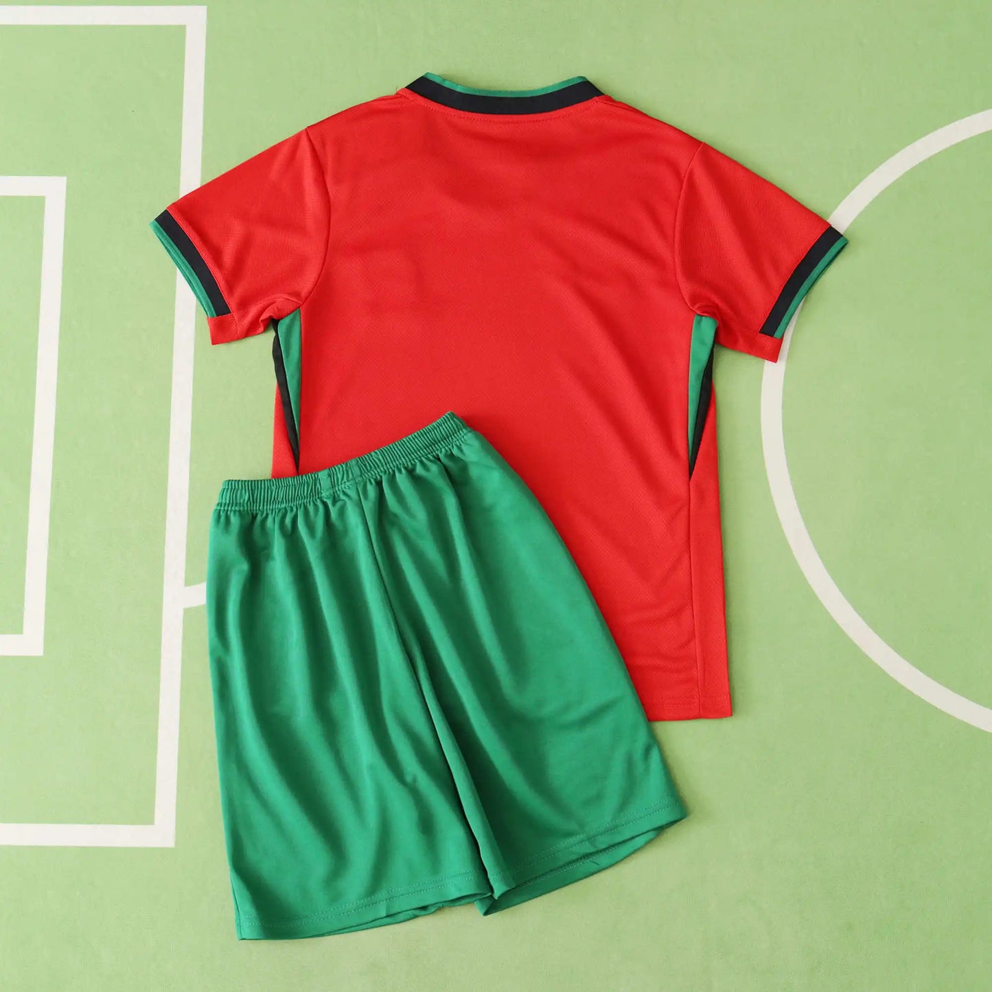 Portugal Home Kids Kit 2024 – Scarlet Red & Green Children's Football Jersey + Shorts Set | FPF Youth Kit