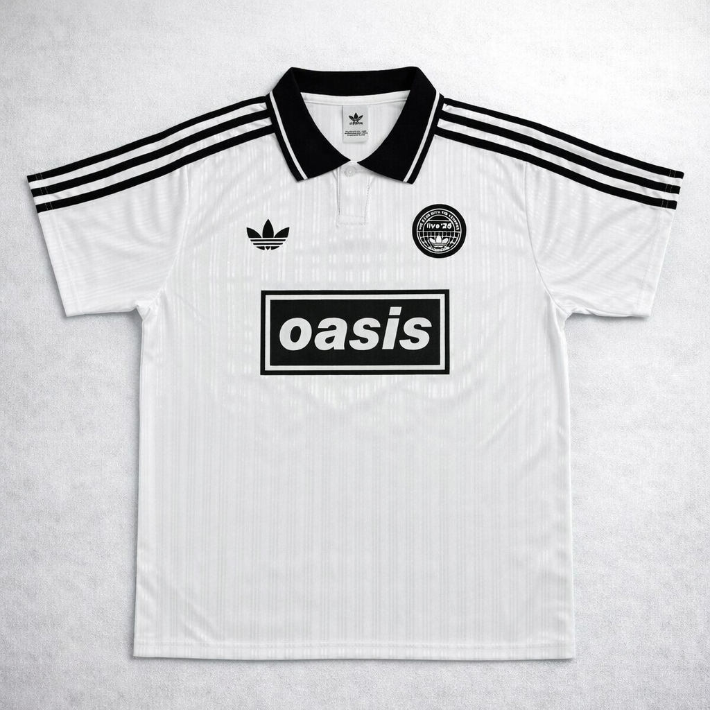 Oasis x Adidas Live '25 Football Jersey – White & Black