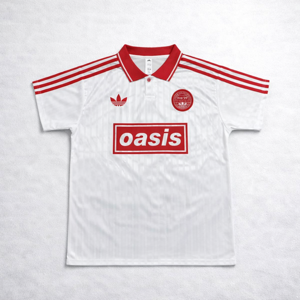 Oasis x Adidas Live '25 Football Jersey – White & Red