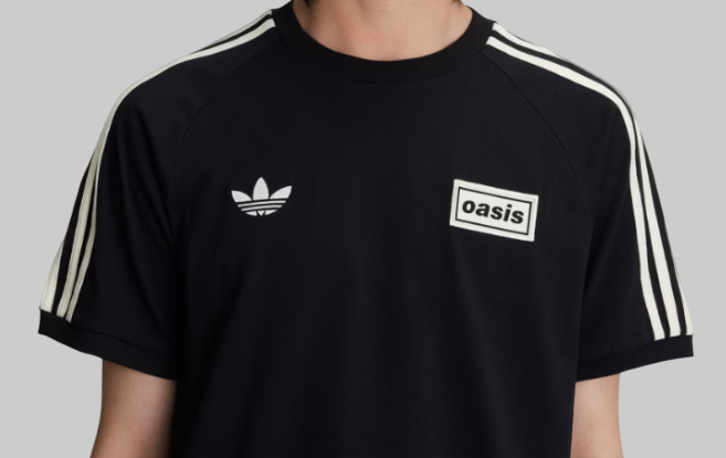 Oasis x Adidas Live '25 T-Shirt – Black | Three-Stripe Crew Neck Tee