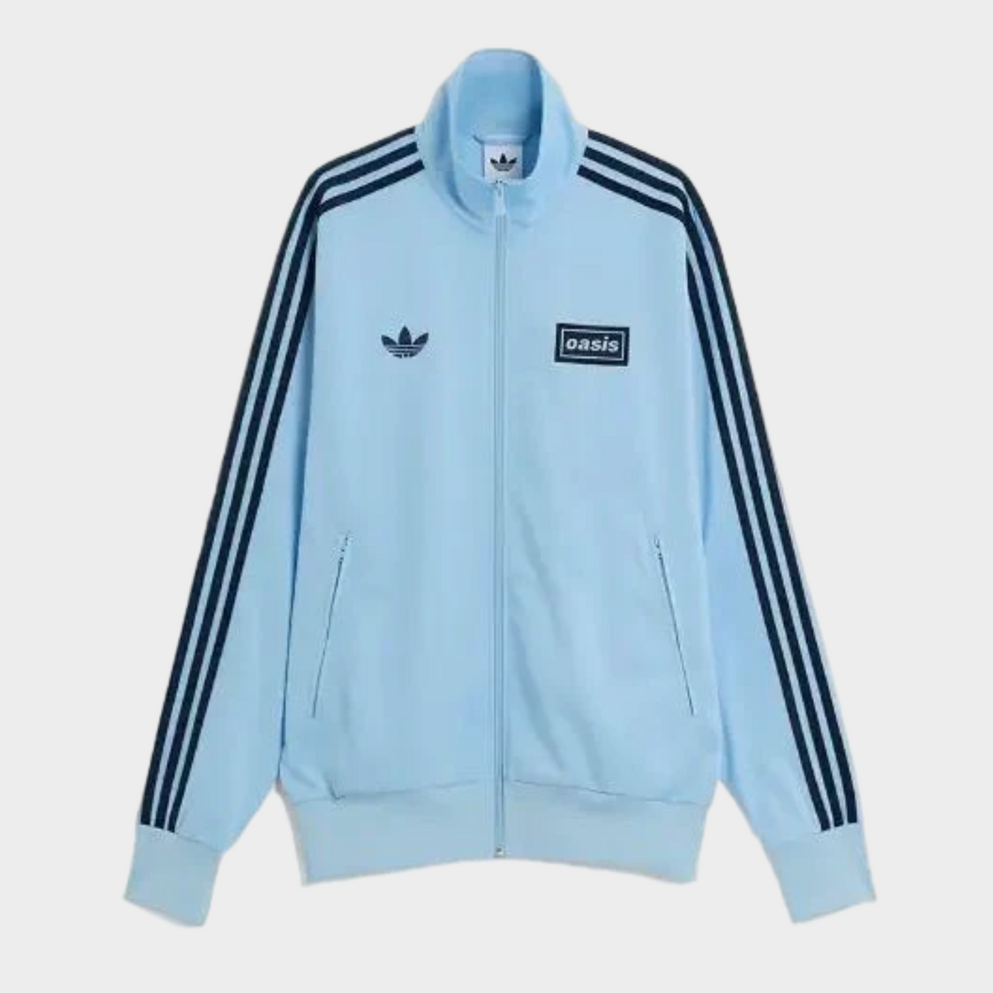 Oasis x Adidas Live '25 Track Jacket – Sky Blue | Three-Stripe Zip-Up Top