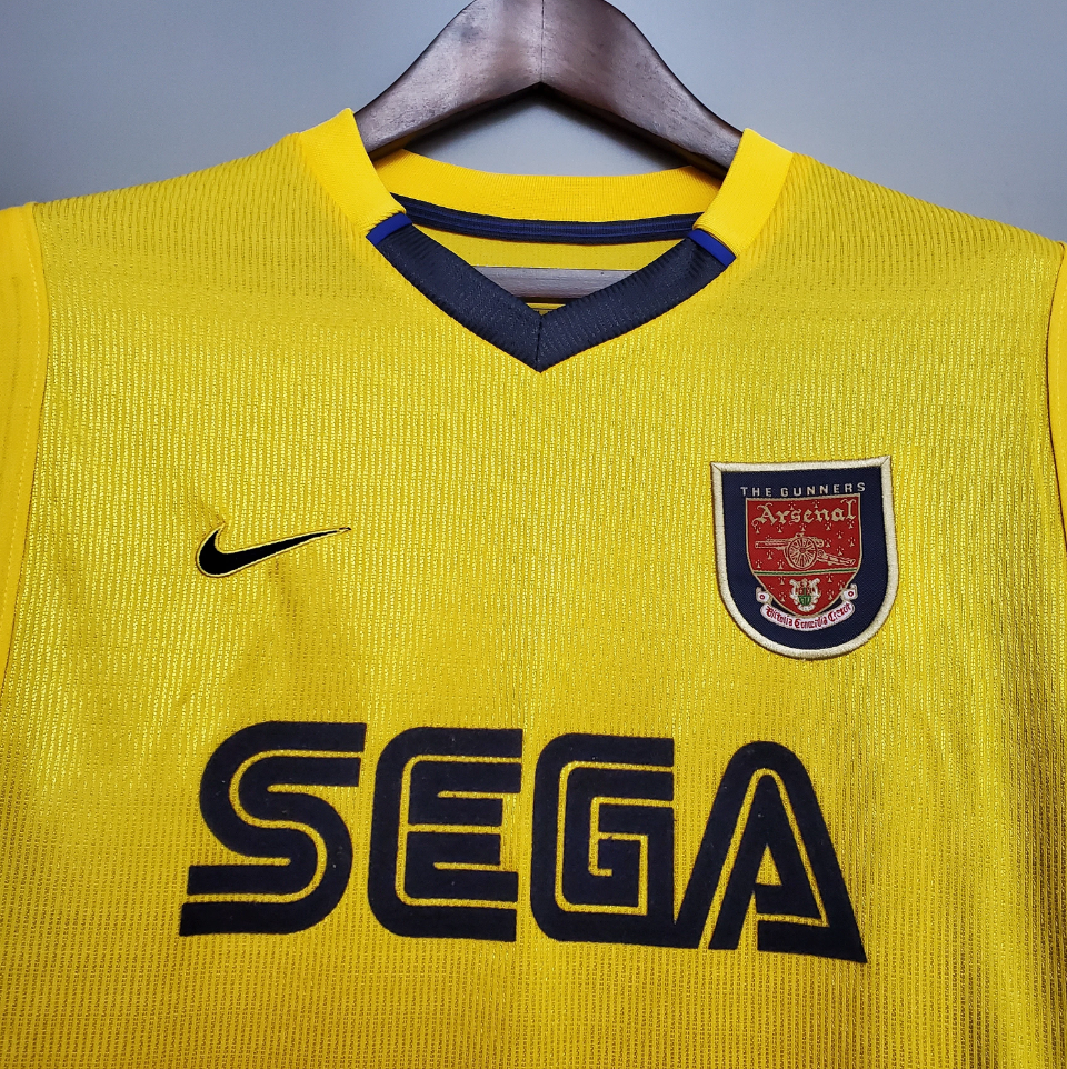 Arsenal 1999-2000 Away Jersey – Yellow Nike SEGA Retro Premier League Football Shirt | Bergkamp Henry Vieira Overmars Ljungberg Classic Gunners Kit