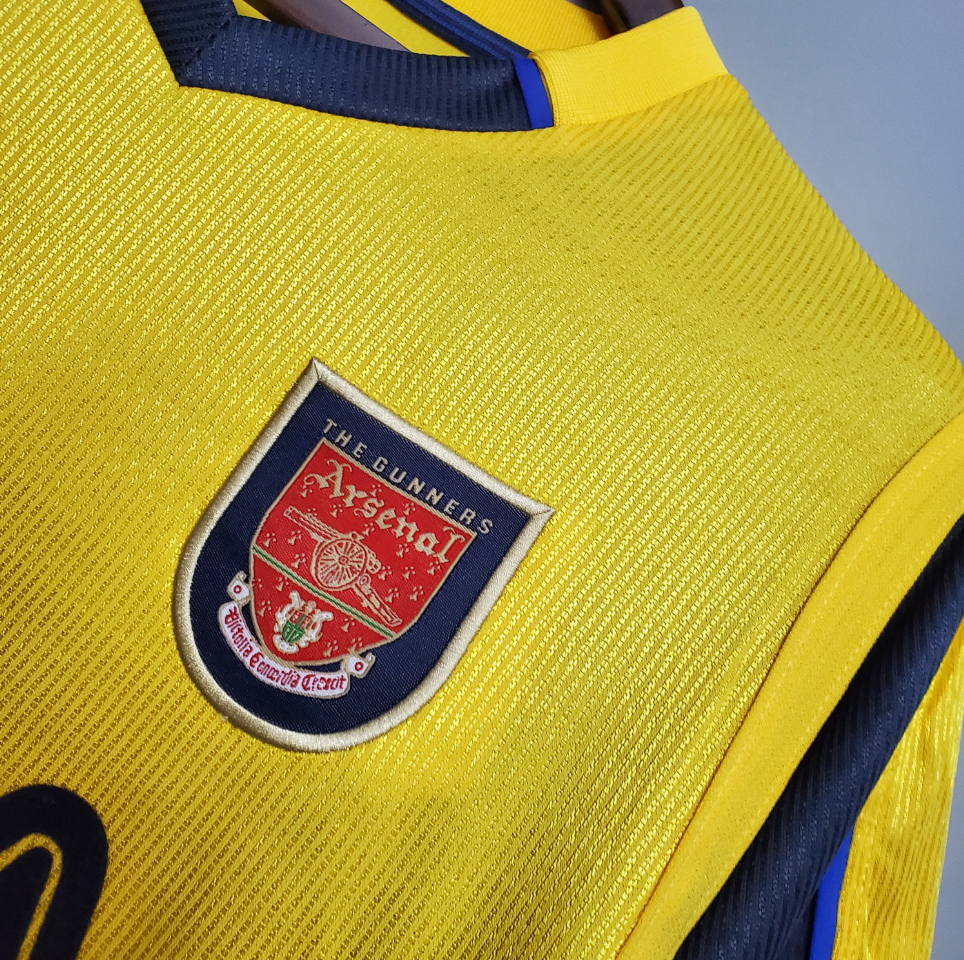 Arsenal 1999-2000 Away Jersey – Yellow Nike SEGA Retro Premier League Football Shirt | Bergkamp Henry Vieira Overmars Ljungberg Classic Gunners Kit