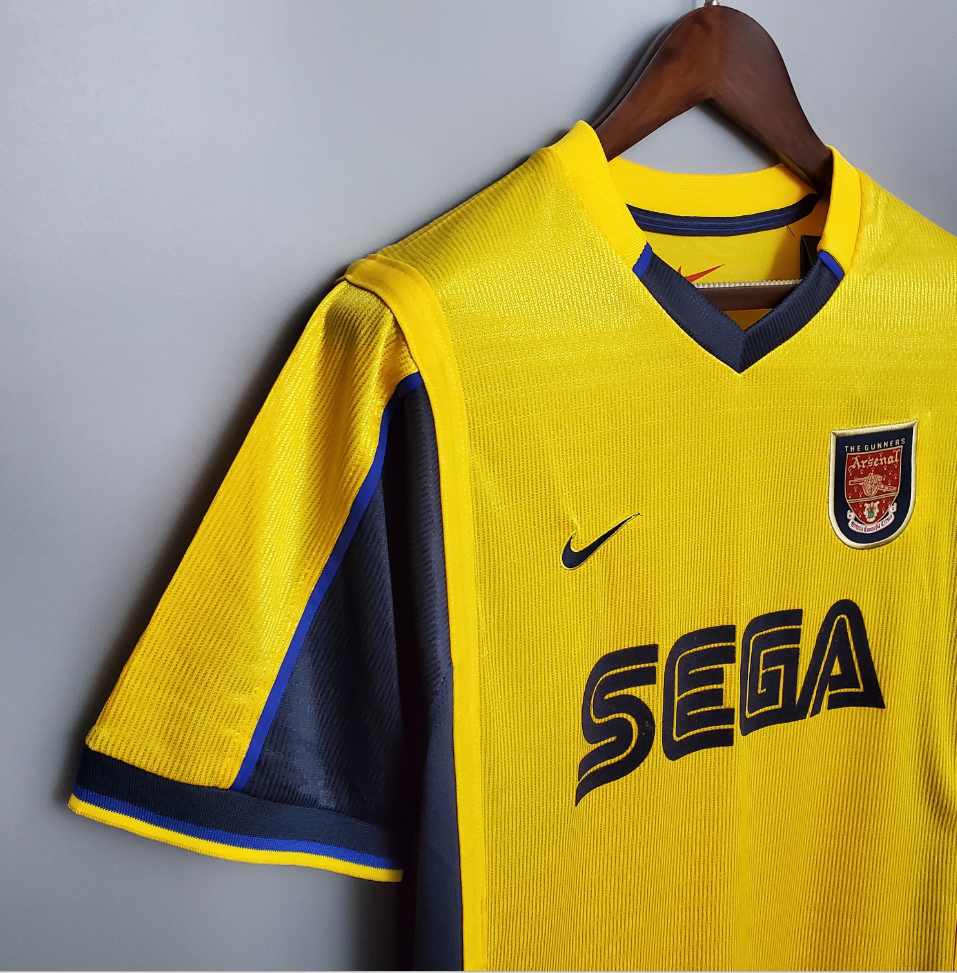 Arsenal 1999-2000 Away Jersey – Yellow Nike SEGA Retro Premier League Football Shirt | Bergkamp Henry Vieira Overmars Ljungberg Classic Gunners Kit