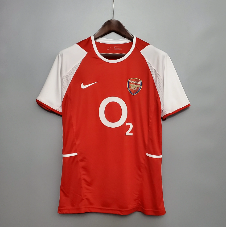 Arsenal 2002-03 Home Retro Jersey – Nike Red White O2 Double Winners Kit | Henry Bergkamp Vieira Pires Ljungberg Era