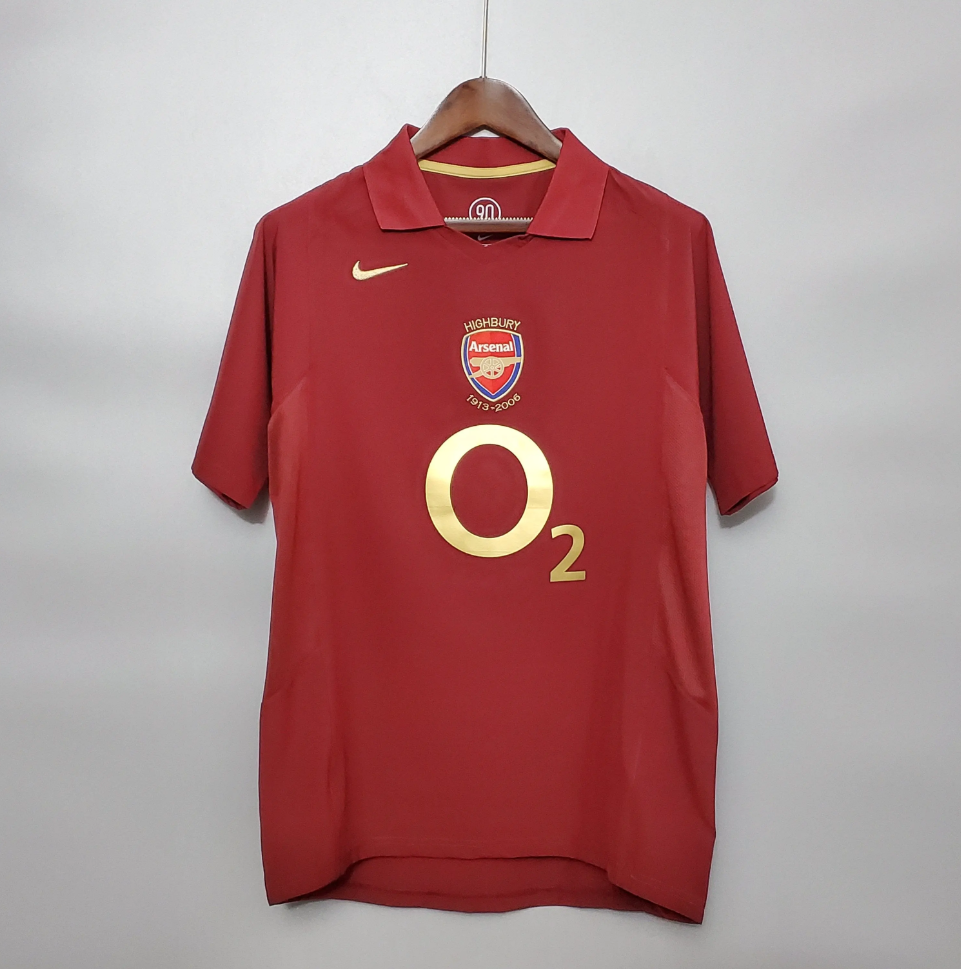 Arsenal 2005-06 Highbury Farewell Home Retro Jersey – Nike Burgundy Gold O2 Kit | Highbury 1913-2006 Commemorative Edition