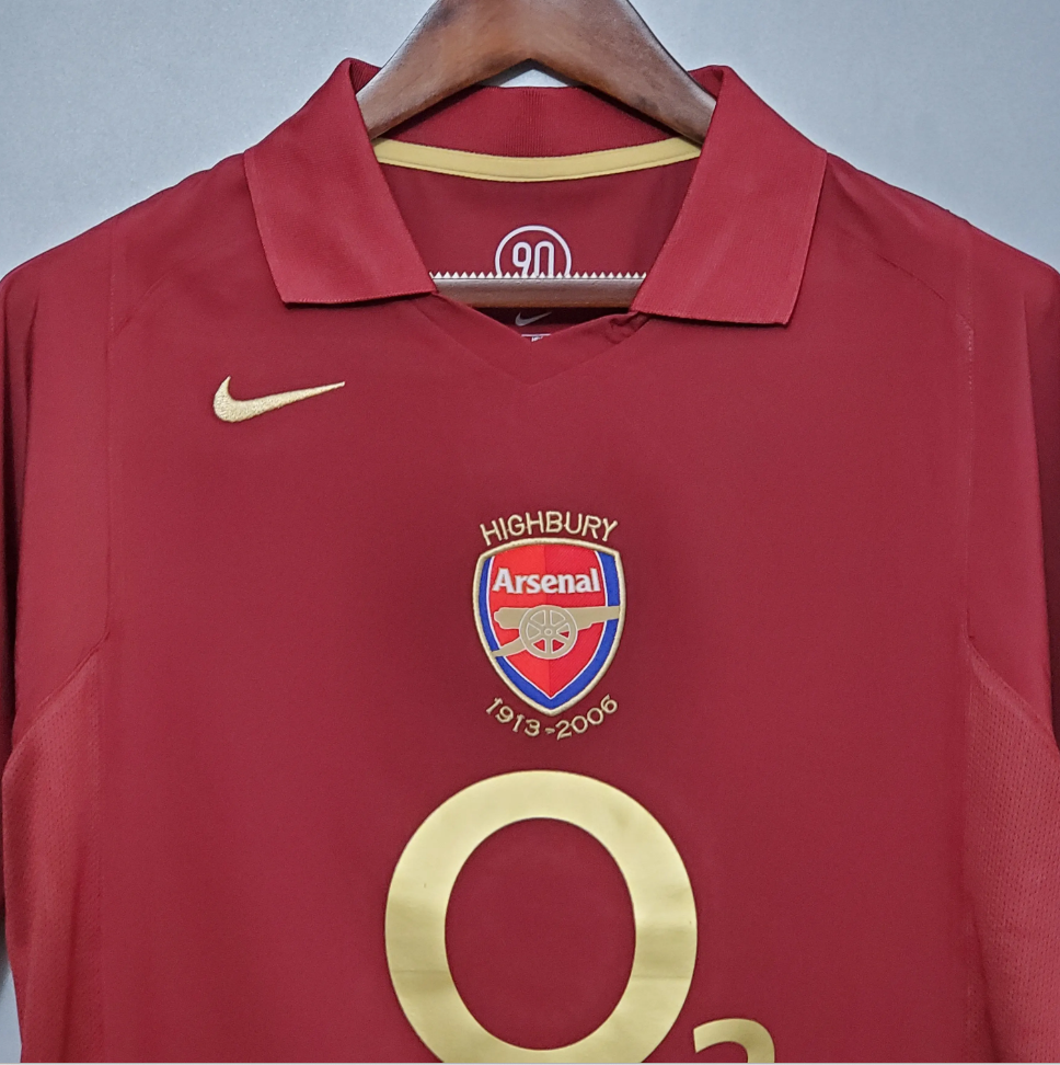 Arsenal 2005-06 Highbury Farewell Home Retro Jersey – Nike Burgundy Gold O2 Kit | Highbury 1913-2006 Commemorative Edition
