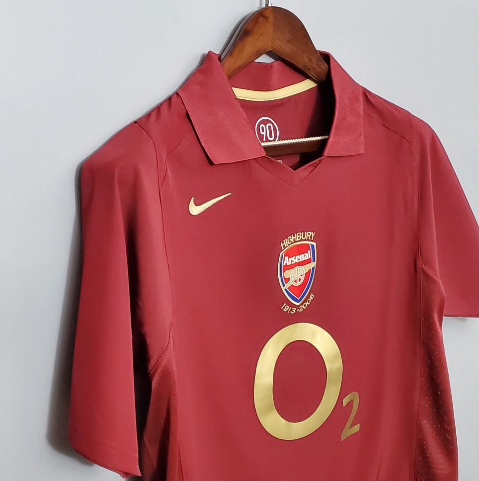 Arsenal 2005-06 Highbury Farewell Home Retro Jersey – Nike Burgundy Gold O2 Kit | Highbury 1913-2006 Commemorative Edition