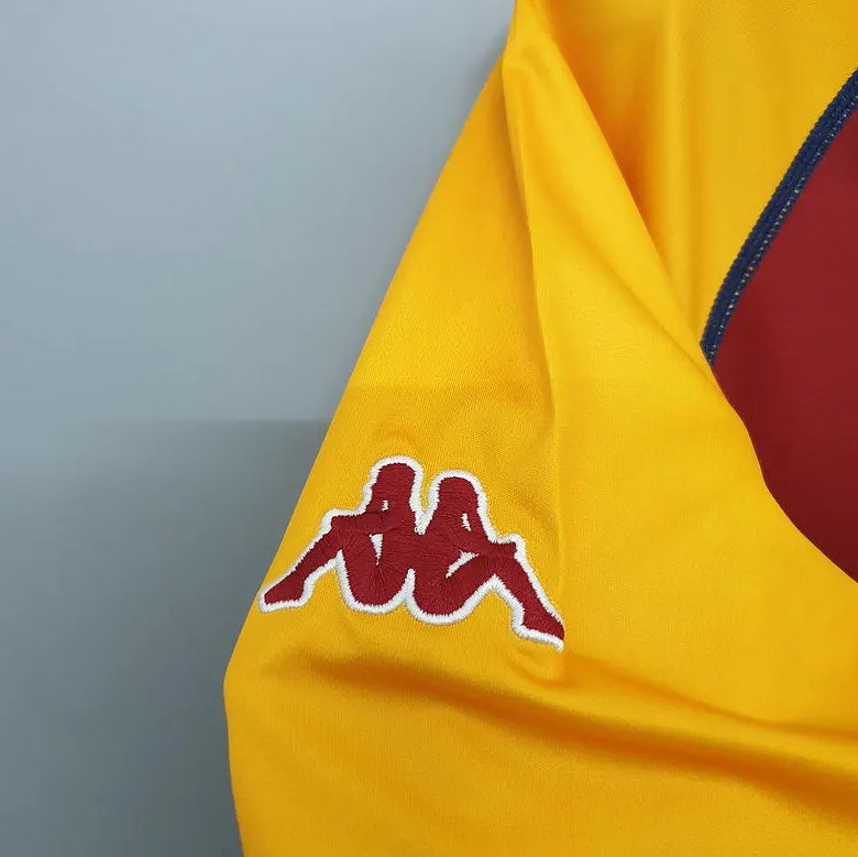 AS Roma 2000-01 Home Jersey – Red & Gold Kappa INA Assitalia Retro Serie A Scudetto Football Shirt | Totti Batistuta Cafu Nakata