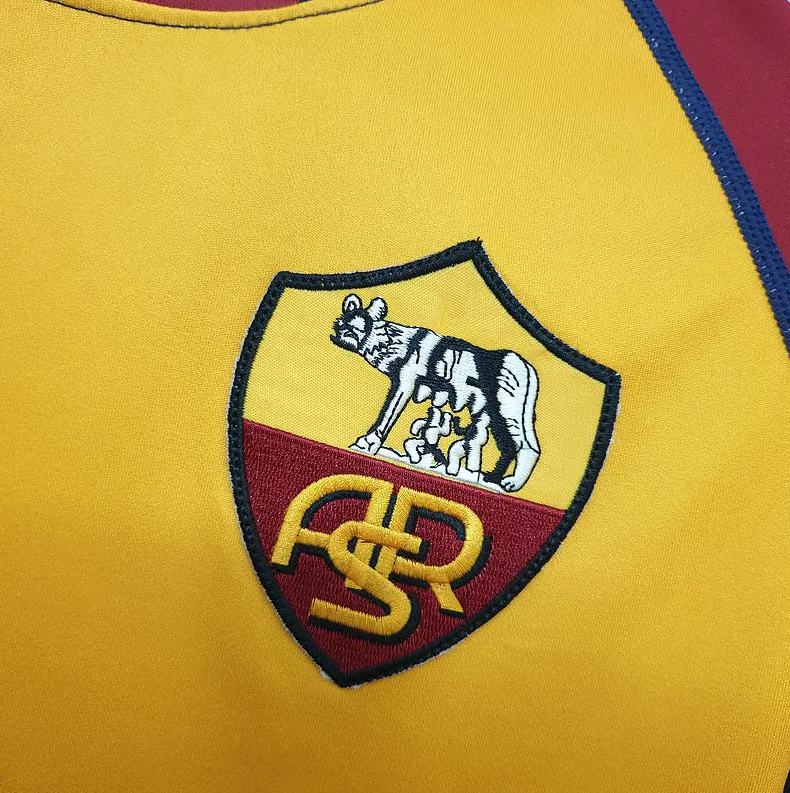 AS Roma 2000-01 Home Jersey – Red & Gold Kappa INA Assitalia Retro Serie A Scudetto Football Shirt | Totti Batistuta Cafu Nakata