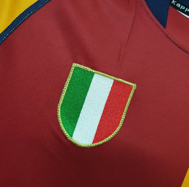 AS Roma 2000-01 Home Jersey – Red & Gold Kappa INA Assitalia Retro Serie A Scudetto Football Shirt | Totti Batistuta Cafu Nakata